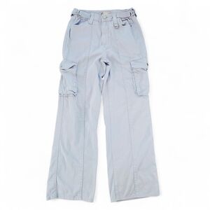 SO Light Blue High Rise Belted Cargo Pants Juniors Size S Utility Y2K Style